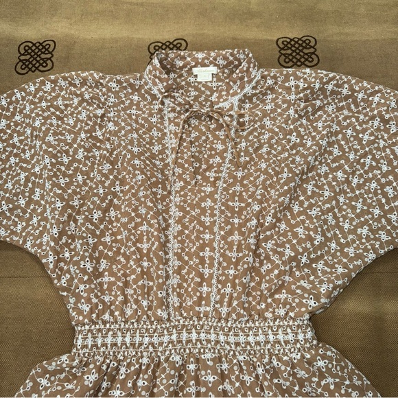 Shoshanna Women'S Beige Three-Quarter Sleeve Elastic Waist Dress Size 6 - Picture 6 of 17